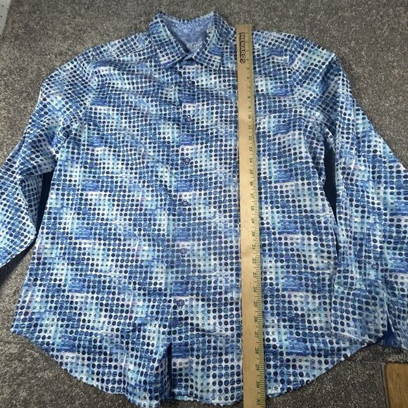 Robert Graham Shirt 2XL Blue Abstract Geometric Polka Colorful Rave Flip Cuff - Picture 10 of 16